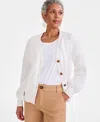 Style & Co Women's Mixed Stitch Cotton Cardigan Sweater, Exclusively At Macy's In Natural