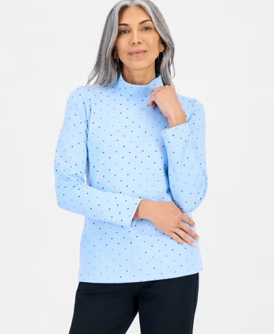 Style & Co Women's Mock Micro Polka Long Sleeve T-shirt, Macy's Exclusive In Pretty Peri