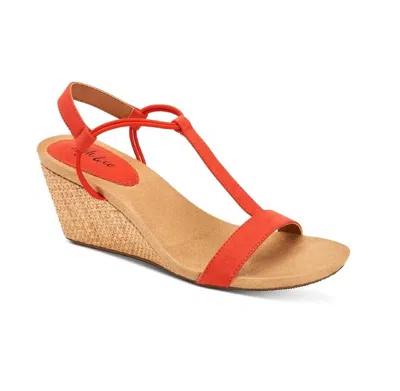 Style & Co Women's Mulan Wedge Sandal In Red Coral