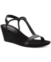 Style & Co Mulan Womens Dressy Slip On Wedge Sandals In Black Pebble