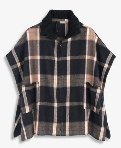 Style & Co Women's Multi-colored Plaid Feather-soft Topper, Macy's Exclusive In Black Neutral