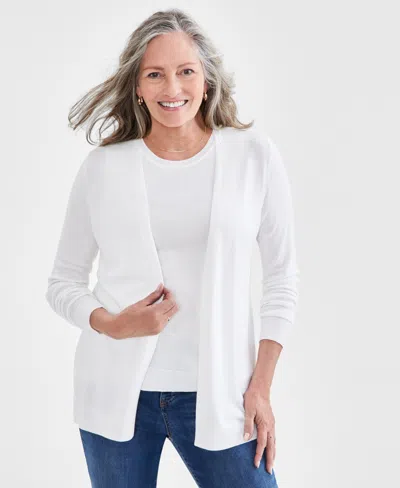 Style & Co Women's Open Front Cardigan Sweater, Created For Macy's In Winter White