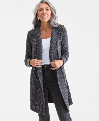 Style & Co Women's Open-front Hooded Cardigan, Macy's Exclusive In Gray