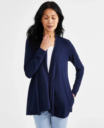 Style & Co Women's Open-front Knit Cardigan, Created For Macy's In Industrial Blue