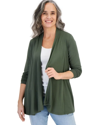 Style & Co Women's Open-front Knit Cardigan, Created For Macy's In Oliva
