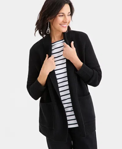 Style & Co Women's Open Front Stitch Cardigan Sweater, Macy's Exclusive In Black