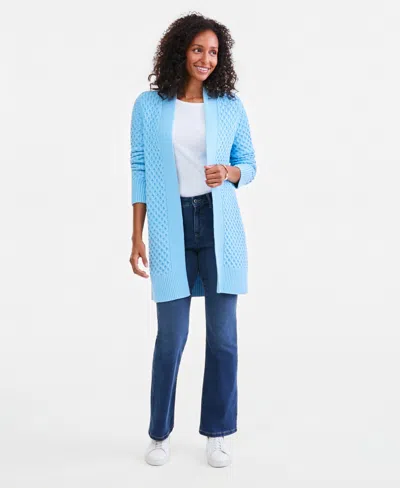 Style & Co Women's Open Front Stitch Cardigan Sweater, Macy's Exclusive In Pretty Peri