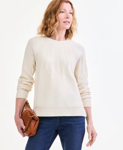 Style & Co Women's Parachute Cable Crew Long-sleeve Sweater, Macy's Exclusive In White