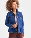 Style & Co Women's Peplum Denim Jacket, Macy's Exclusive In Blue