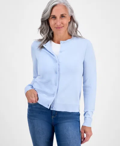 Style & Co Women's Petite Button-up Cardigan, Created For Macy's In Blue
