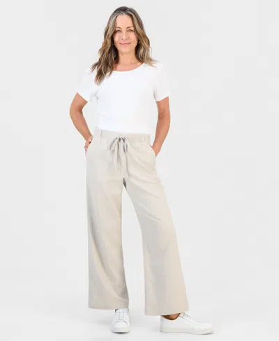 Style & Co Women's Petite Dobby Pull-on Wide-leg Pants, Macy's Exclusive In Stone Wall