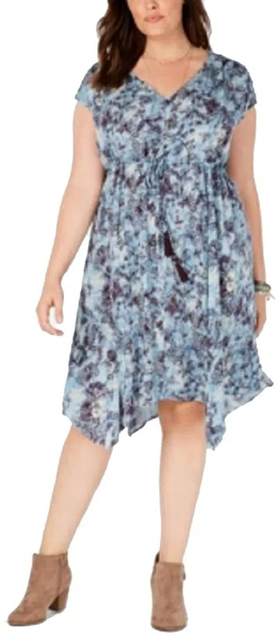 Style & Co Women's Petite Drawstring Waist Dress In Shallow Pond In Blue