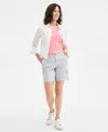 Style & Co Women's Petite Mid-rise Comfort-waist Cargo Shorts, Exclusively At Macy's In Blue