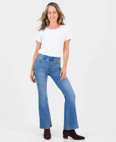 Style & Co Women's Petite Pull-on High-rise Bootcut Jeans, Created For Macy's In Shale Blue