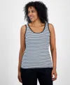 Style & Co Women's Pima Cotton Scoop-neck Tank Top, Exclusively At Macy's In Black White