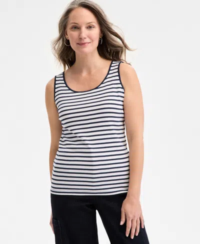 Style & Co Women's Pima Cotton Scoop-neck Tank Top, Exclusively At Macy's In Black White