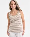 Style & Co Women's Pima Cotton Scoop-neck Tank Top, Exclusively At Macy's In Neutral White