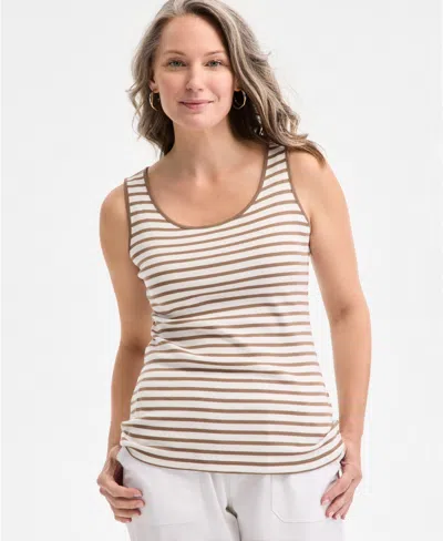 Style & Co Women's Pima Cotton Scoop-neck Tank Top, Exclusively At Macy's In Neutral White