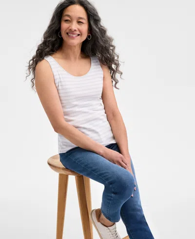Style & Co Women's Pima Cotton Scoop-neck Tank Top, Exclusively At Macy's In Silver