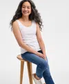 Style & Co Women's Pima Cotton Scoop-neck Tank Top, Exclusively At Macy's In Silver White