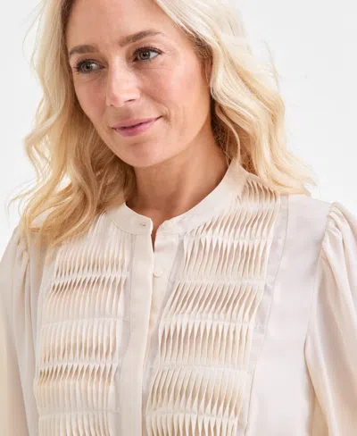 Style & Co Women's Pintuck-yoke Blouse, Macy's Exclusive In Neutral