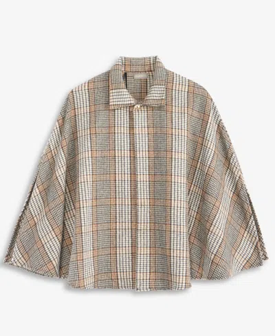 Style & Co Women's Plaid Houndstooth Topper, Macy's Exclusive In Natural