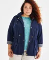 Style & Co Women's Plus Size Hooded Anorak, Exclusively At Macy's In Industrial Blue