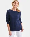 Style & Co Women's Pointelle Boat-neck Sweater, Macy's Exclusive In Blue