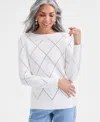 Style & Co Women's Pointelle Boat-neck Sweater, Macy's Exclusive In White