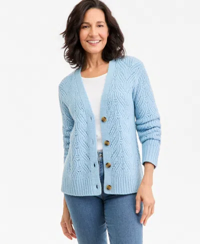 Style & Co Women's Pointelle Boyfriend Cardigan, Macy's Exclusive In Blue