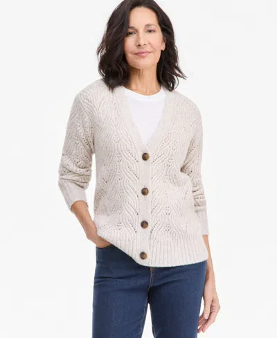 Style & Co Women's Pointelle Boyfriend Cardigan, Macy's Exclusive In Neutral