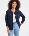 Style & Co Women's Pointelle Crewneck Cardigan, Macy's Exclusive In Blue