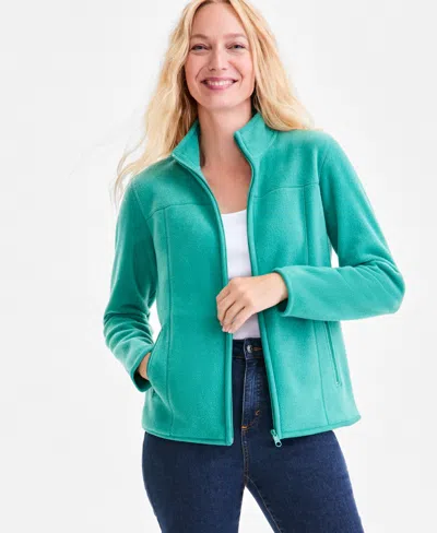 Style & Co Women's Polar Fleece Jacket, Created For Macy's In Green