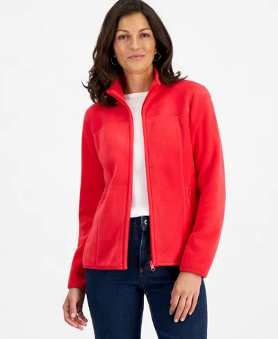 Style & Co Women's Polar Fleece Jacket, Created For Macy's In Red