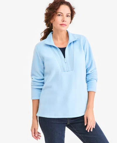 Style & Co Women's Polar Fleece Quarter Zip Sweatshirt, Macy's Exclusive In Blue