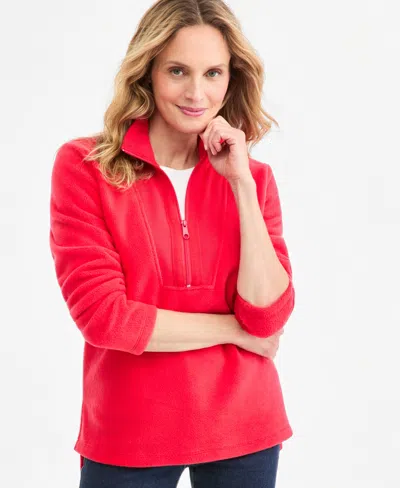Style & Co Women's Polar Fleece Quarter Zip Sweatshirt, Macy's Exclusive In Multi