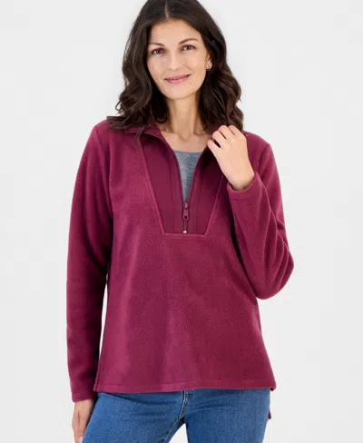 Style & Co Women's Polar Fleece Quarter Zip Sweatshirt, Macy's Exclusive In Multi