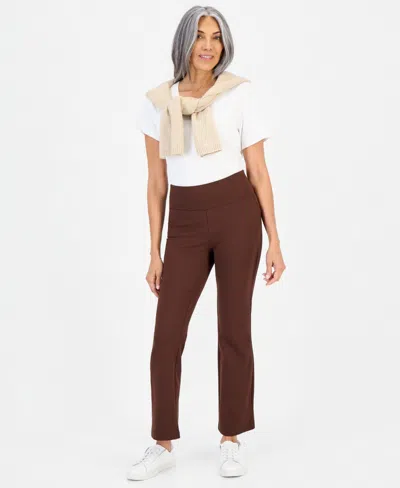 Style & Co Women's Ponte-knit Bootcut Pants, Created For Macy's In Brown