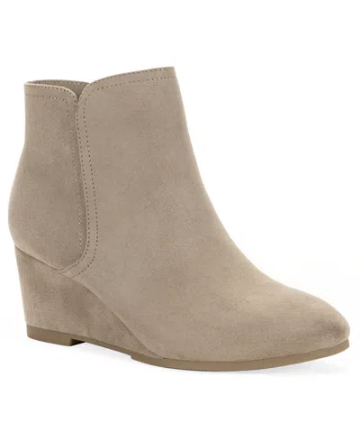 Style & Co Women's Portiaa Round Toe Wedge Dress Booties, Macy's Exclusive In Neutral
