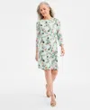 Style & Co Women's Striped 3/4-sleeve Boat-neck Dress, Exclusively At Macy's