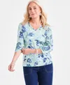 Style & Co Women's Printed 3/4-sleeve V-neck Knit Top, Exclusively At Macy's In Multi