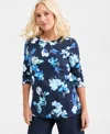 Style & Co Women's Printed Button-trim Tunic Top, Macy's Exclusive In Blue
