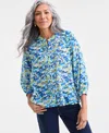 Style & Co Women's Printed Cotton Button-front Blouse, Exclusively At Macy's In Blue