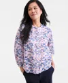 Style & Co Women's Printed Cotton Button-front Blouse, Exclusively At Macy's In Multi