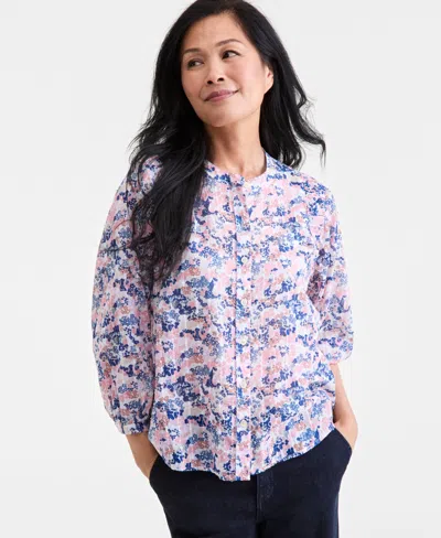Style & Co Women's Printed Cotton Button-front Blouse, Exclusively At Macy's In Multi