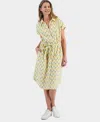 STYLE & CO WOMEN'S PRINTED COTTON GAUZE SHIRTDRESS, CREATED FOR MACY'S