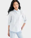 STYLE & CO WOMEN'S PRINTED COTTON POPLIN BUTTON-UP SHIRT, CREATED FOR MACY'S
