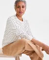 Style & Co Women's Printed Crewneck Fleece Sweatshirt, Exclusively At Macy's In Dot Shiitake