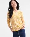 Style & Co Women's Printed Crewneck Sweater, Macy's Exclusive In Yellow