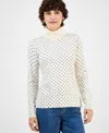 Style & Co Women's Printed Fine Gauge Turtleneck Sweater, Macy's Exclusive In White